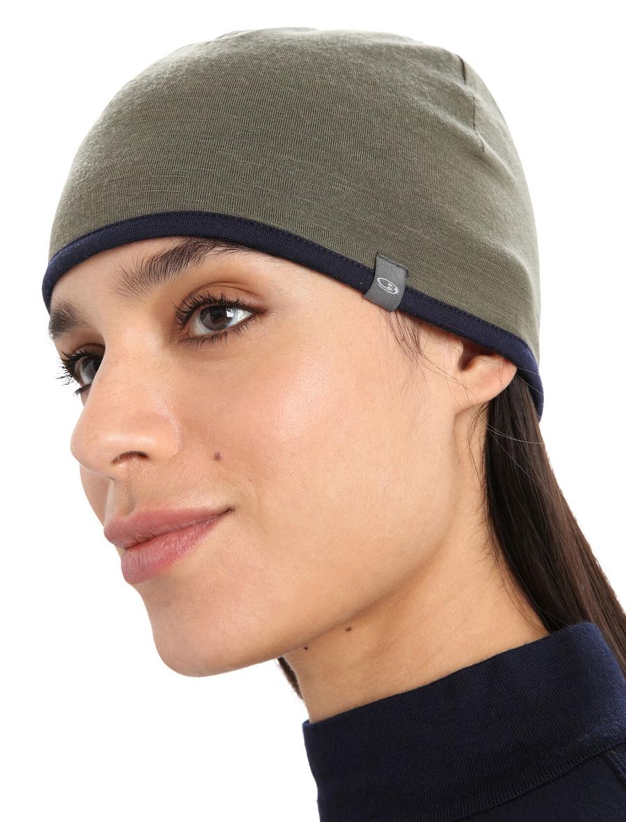 Loden / Midnight Navy Men's Icebreaker Unisex Merino Pocket Beanie Hats | USA 1101UZGT